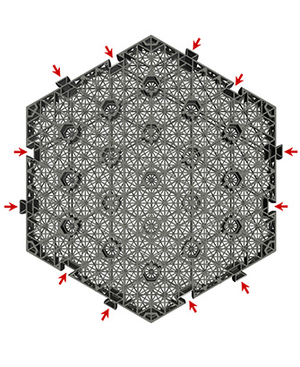 HOENSOEY Cells stormwater module have Six unique patented buckles are attached to each other.